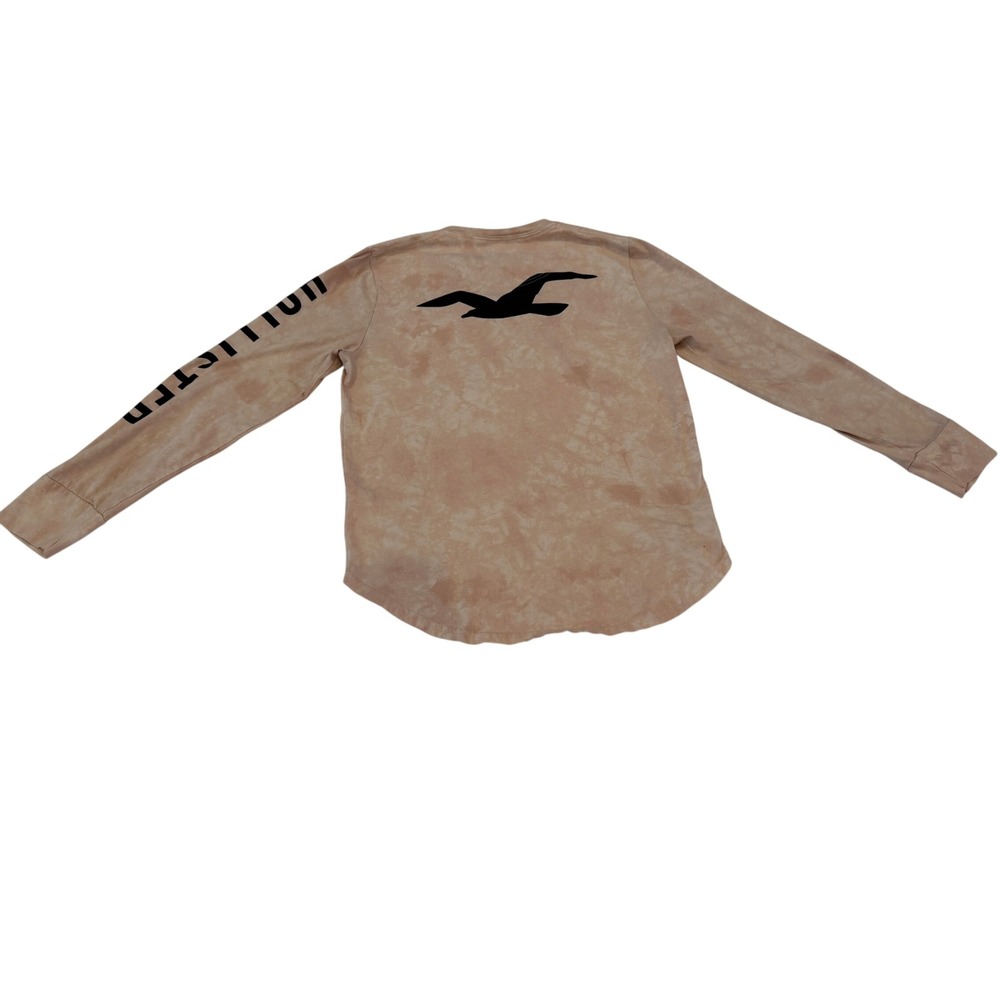 Hollister Mens Long Sleeve Tie Dye Graphic T-Shirt Peach Orange Size M